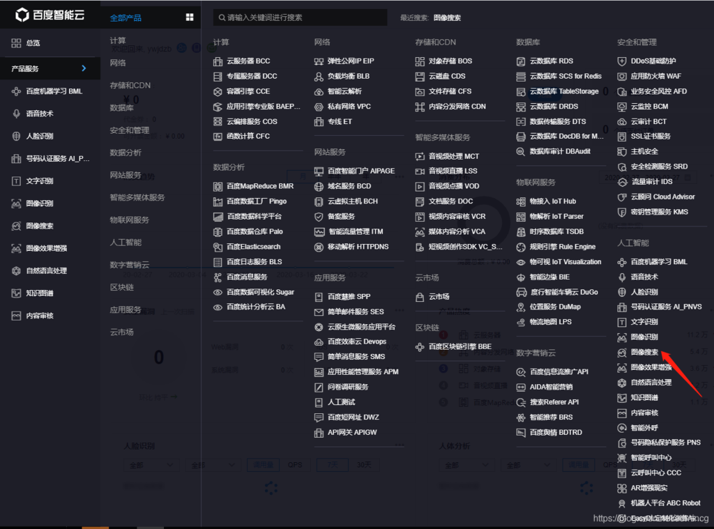 登录后在控制台内选择图像搜多